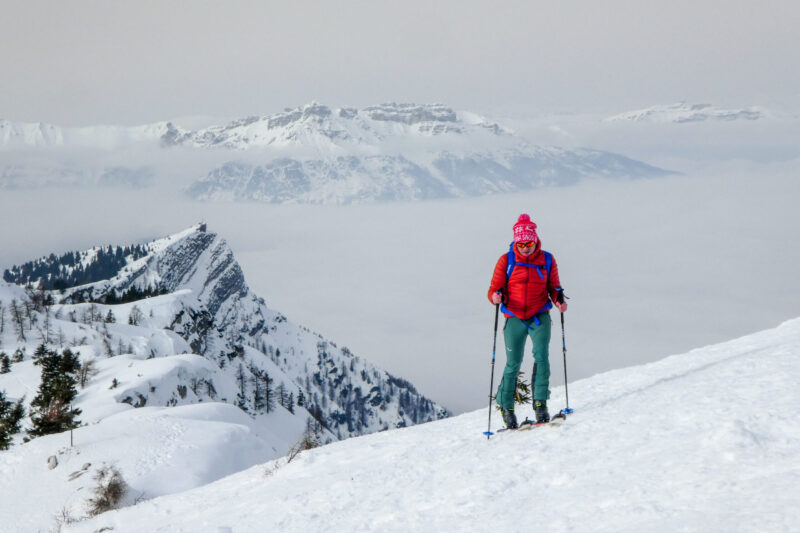 salendo con gli d'alpinismo a Cima mandriolo, ambiente incantato