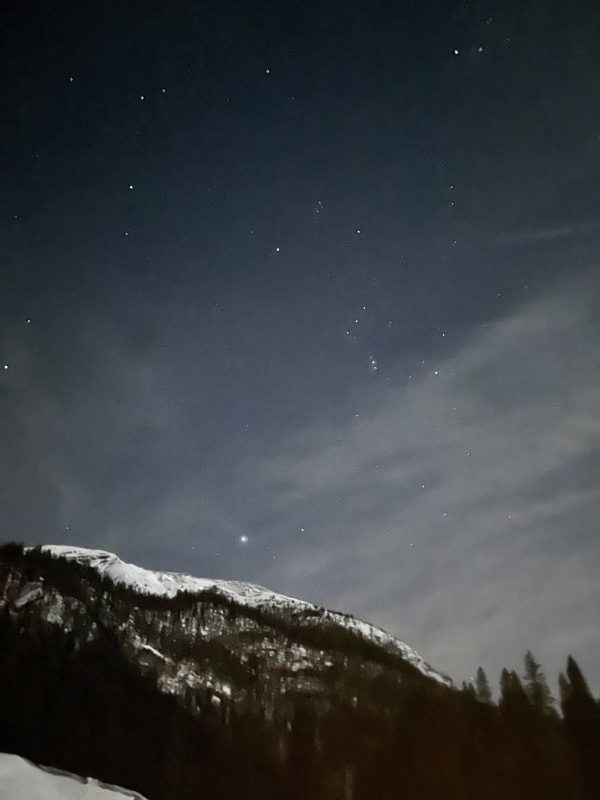 cielo stellata a capodanno dal rifugio Malga Ra Stua