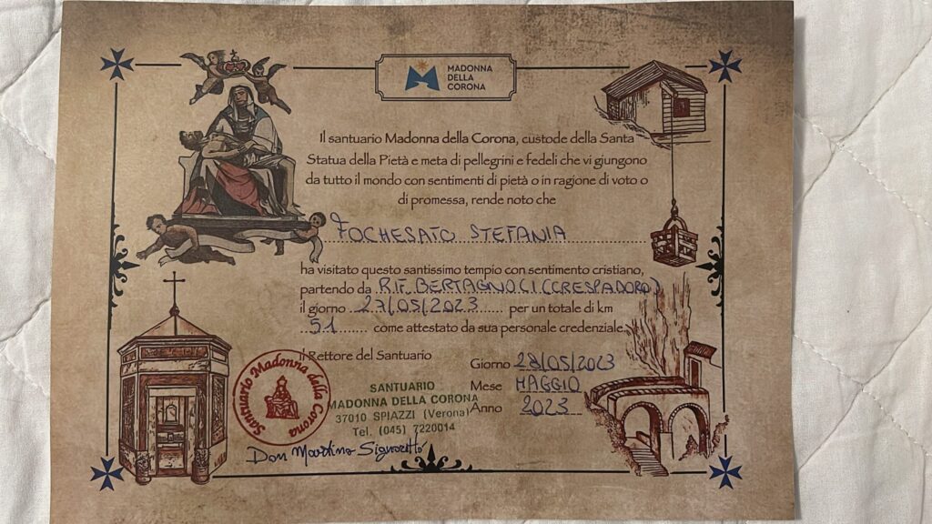 certificato del pellegrino