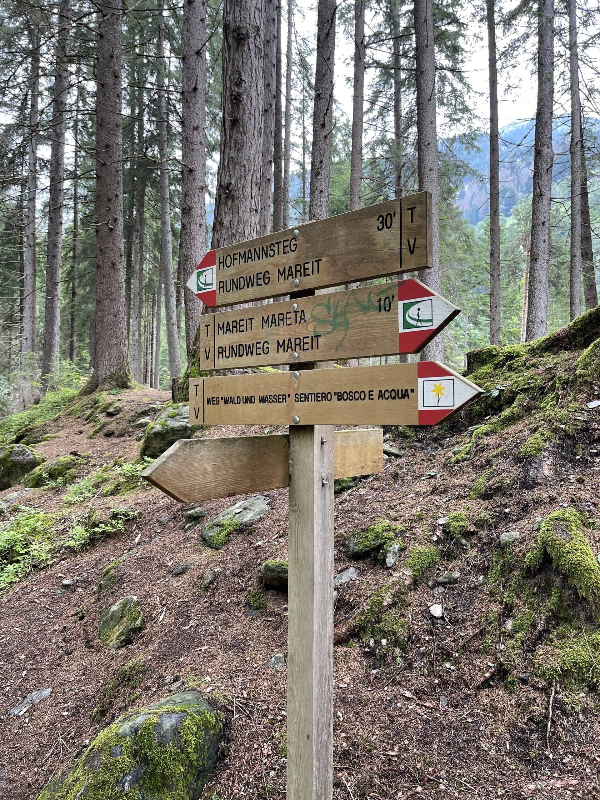 Sentiero Bosco e Acqua, segnavia