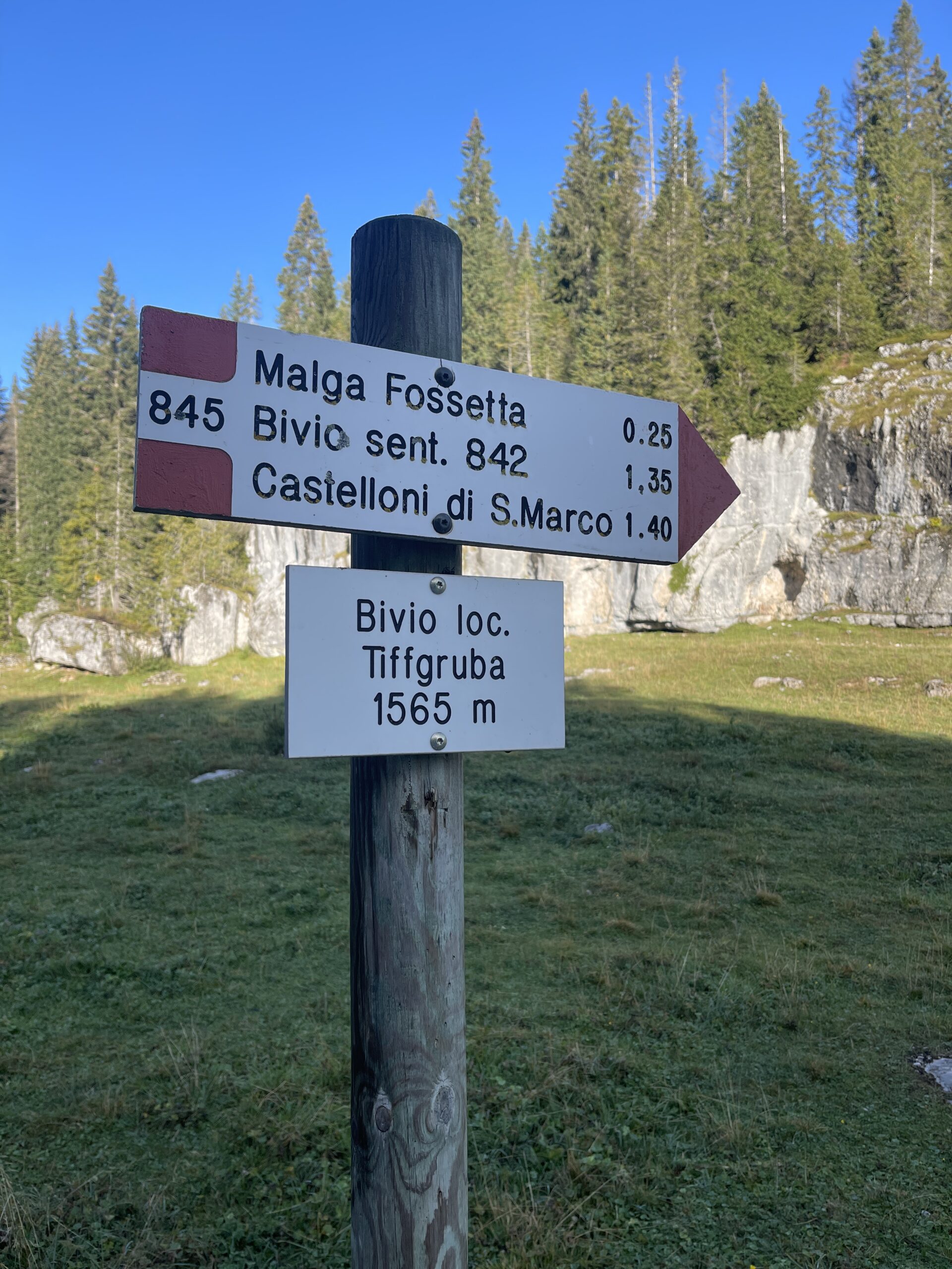 Punto di partenza Altopiano di Asiago al Bivio Tiffgruba a 1565 metri